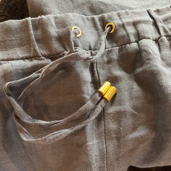 Ellen Tracy 100% linen grey pull on coastal gramma style minimalist pants medium - Picture 9 of 12